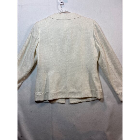 Perry Ellis Womens Textured Cream Blazer Jacket Size 8 - Picture 10 of 13